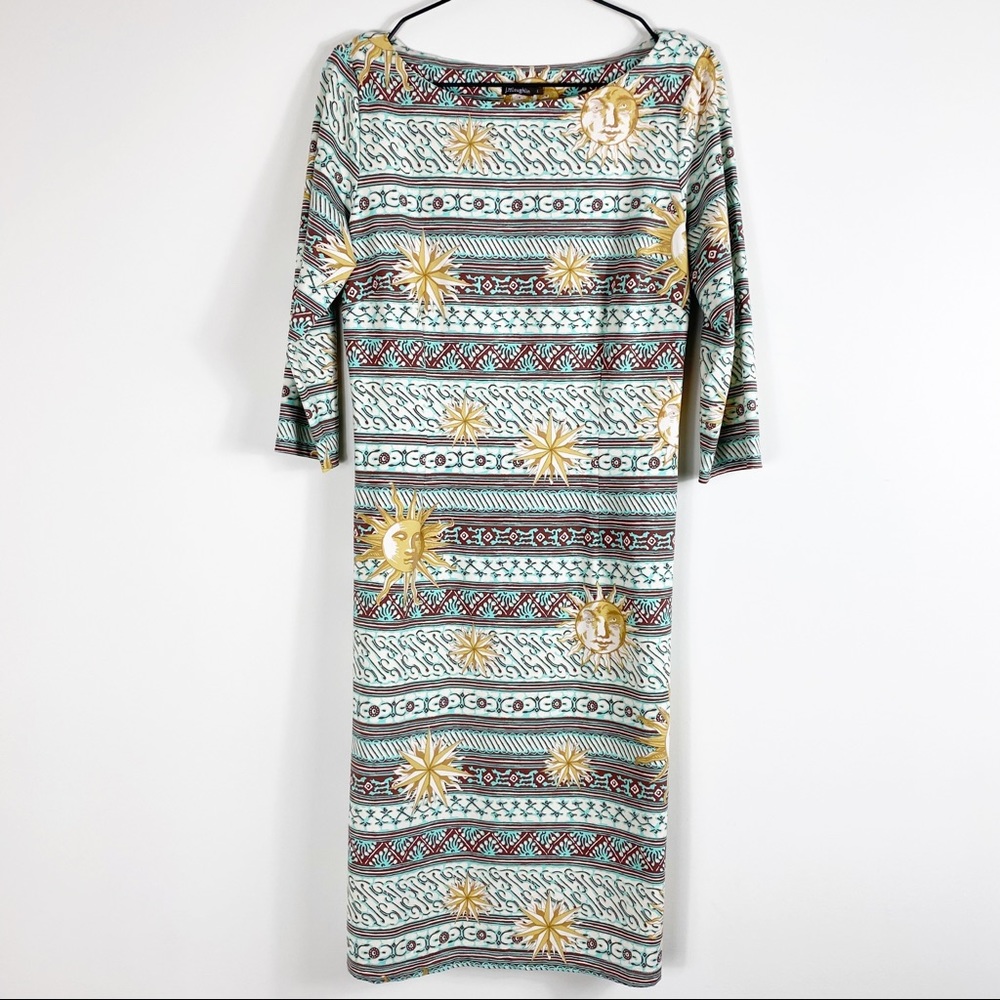 J. McLaughlin Mint Green Striped Sunprint Midi Dress